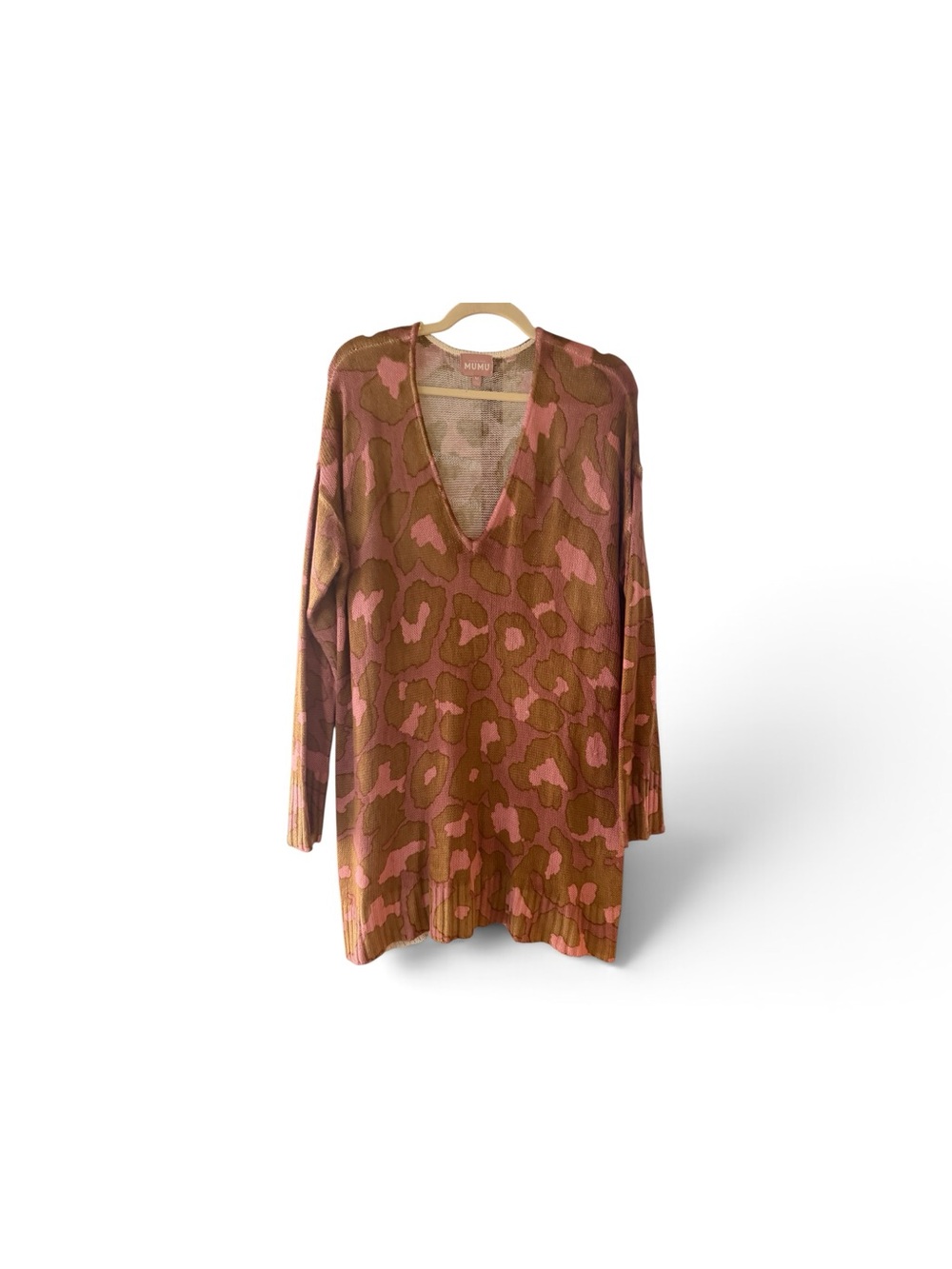 Show Me Your Mumu Pink Leopard Print Oversized V-Neck Sweater